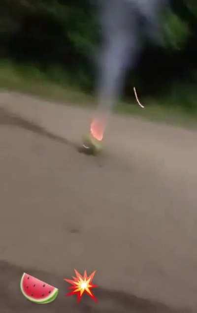 My friend blew up a watermelon. Happy hangover day 🇺🇸