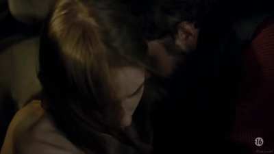 Deborah Francois in a car getting groped by an unknown old guy