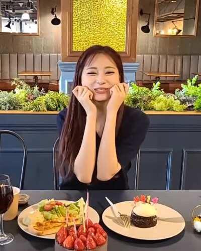 Tzuyu gets embarrassed after doing a cute gesture