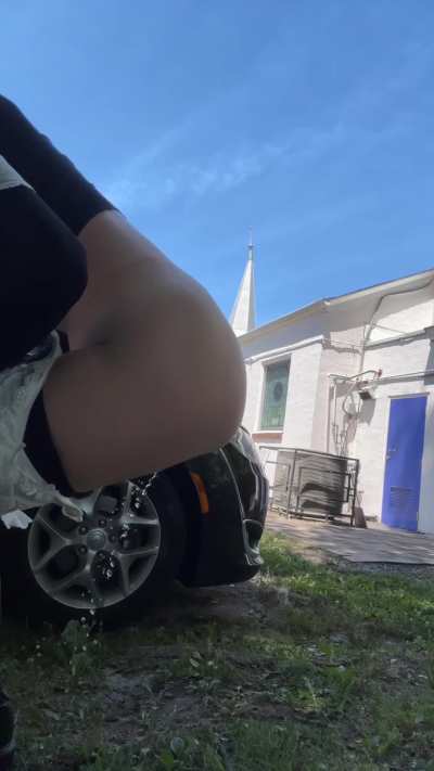 Probably the craziest place I’ve peed yet.. in the parking lot of church on Sunday morning