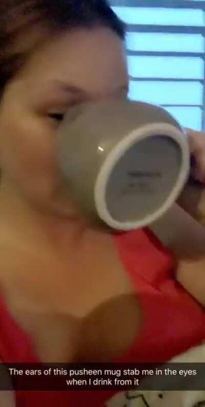 Cat mug that pokes you in the eye