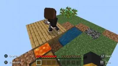 My friend sent a clip of me from our first skyblock attempt.