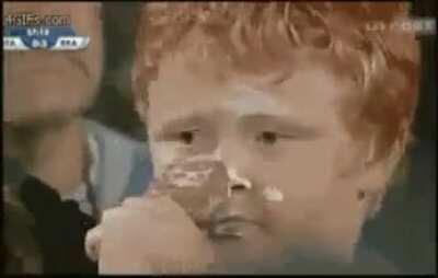 Hey kid, you missed your mouth