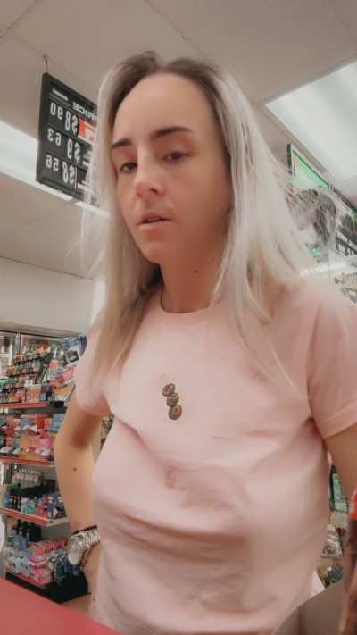 Pulling my titties out at the vape store 