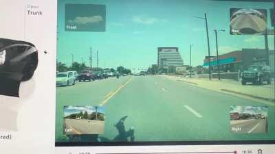 [OC] Semi-Truck knocks Live Power line into the road, causing a Biker to nearly lose his head.