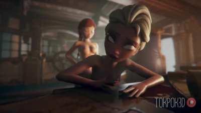 Futa Anna giving it to Elsa good. Elsa doesn't like the slap. 