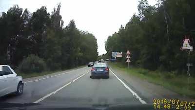 The impact was so bad that the dashcam couldn't handle it