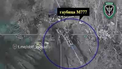 RU pov: Lancet drone hit two M777 howitzers