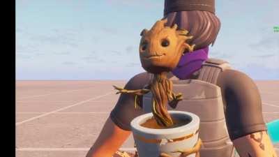 Just Baby Groot Dancing to Goosebumps by Travis Scott.