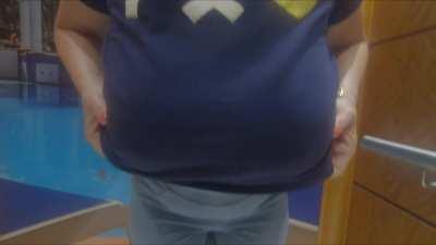 Getting my boobs out in the elevator for hubby and his shocked mate 😉 xx 56yo (f) (OC) 🇦🇺