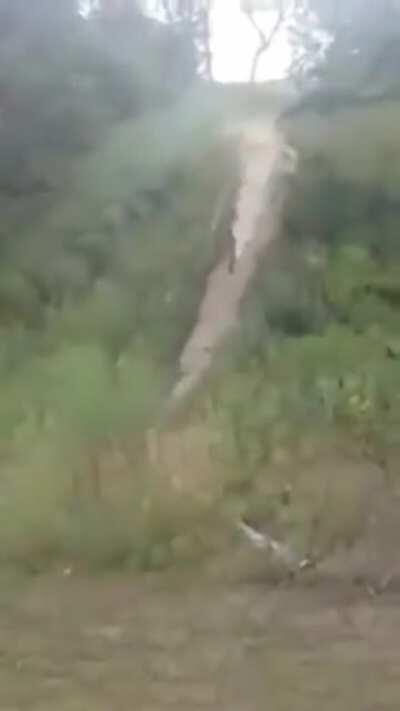 Riding down a steep hill with a bike