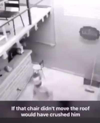 Thank god that chair saved him