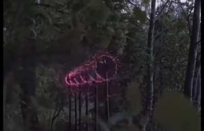 Sound intake fan with attached lights that form patterns with sounds of the forest