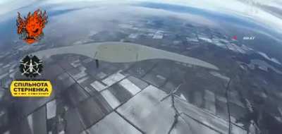 The Ukrainian FPV drone of WU Samurai operators hit the Supercam. February 2025, somewhere in the airspace.