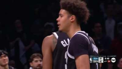 [Highlight] Nic Claxton rises up and mashes the jam over Embiid again as Claxton gets called for his 2nd technical for taunting