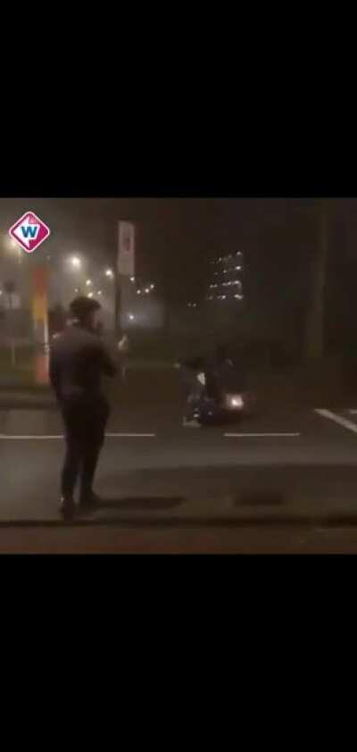 Some people caught on fire while setting a caravan on fire in the Netherlands during new years eve