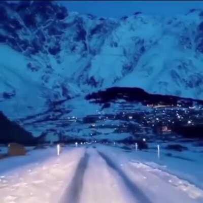 Driving through Deosai National Park in Pakistan at night