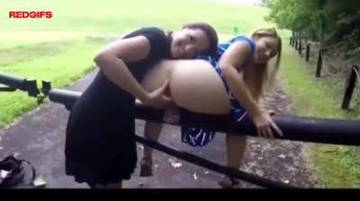 Girls have fun at the countryside