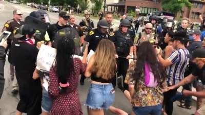 Protester slammed into ground in Salt Lake City earlier tonight.