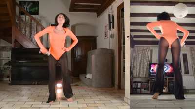 Love that combination of my bodysuit and my flare pants, that makes such a sexy dancing outfit