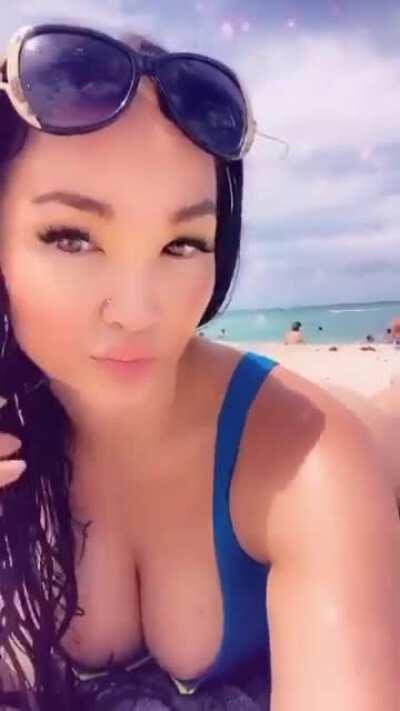 Cheeks out at the beach