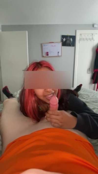 Sucking an teasing his cock