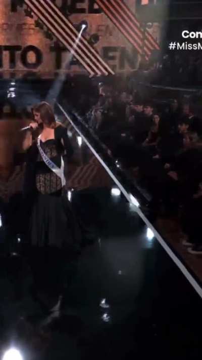 Winner of Miss World Chile, Ignacia Fernández, performs her special talent for judges (sound on 🗣️)