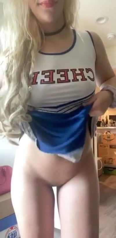 Having fun as a naughty cheerleader (;