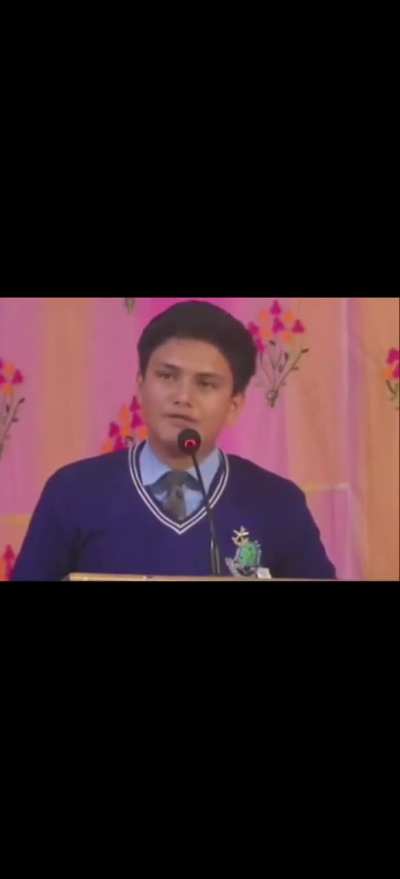 Young Nepali boy giving a speech last March 2025