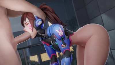 D.Va on a date for a face cumshot