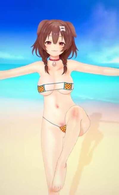 Local Doggo spotted at the beach. [Inugami Korone - Hololive] [GIF]
