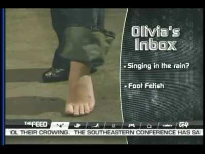Olivia Munn showing her foot for a viewer request on AotS