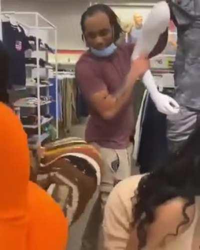 Group of ladies being hella weird in the store