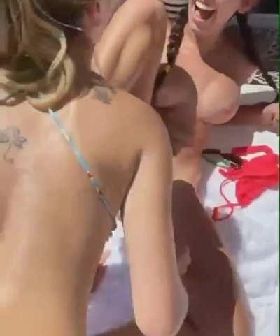 Lesbian Action By A Pool