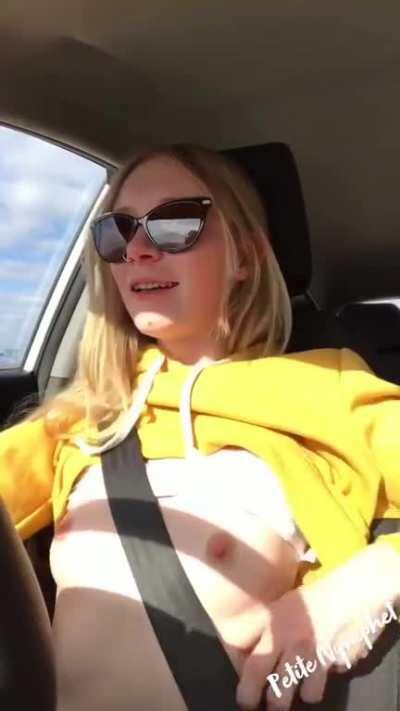 Getting my titties out while driving in the country