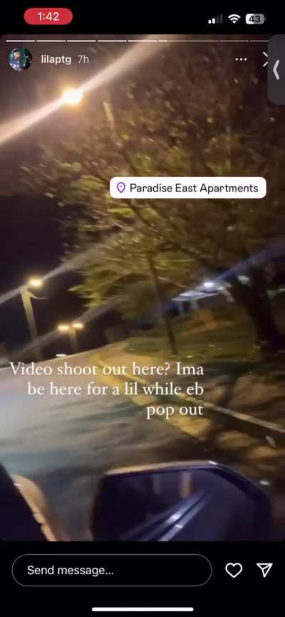 Lil Alex (TG,PFK) in PDE Apartments looking For Smoke was it 6am or 4L ain’t on nun 🤔