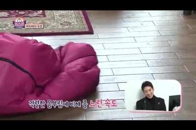 Dubu in a sleeping bag