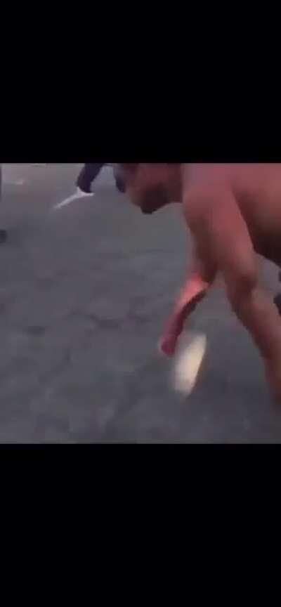 Solid right to the jaw puts a man on auto pilot!!