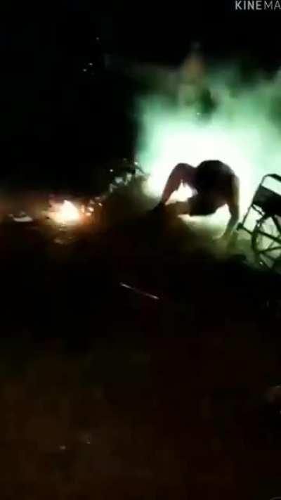 Lighting a rocket in his butt