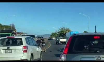 These two guys scraping in the middle of the freeway here in Hawaii
