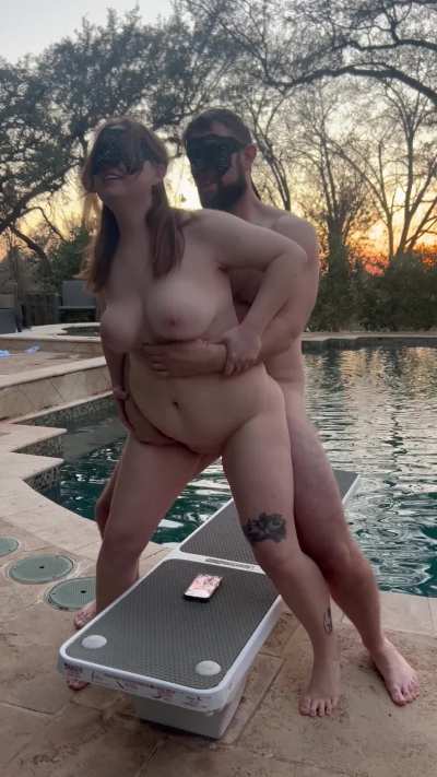 Next to the pool at sunset, doesn’t get much better