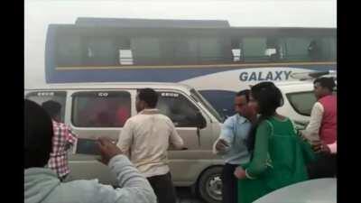 Driving at high speed in thick smog