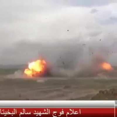 ISIS suicide bombers attempt to charge an entrenched position and fail explosively.