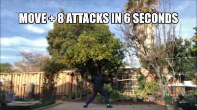 Here's a video of me moving ~30ft then doing 8 strike in 6 seconds, to further the discussion some more