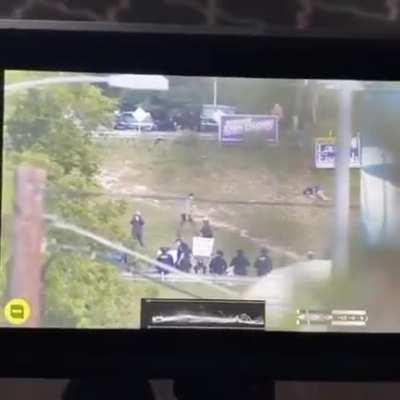 Another angle of the teenager shot in the head with a rubber bullet in Austin, TX