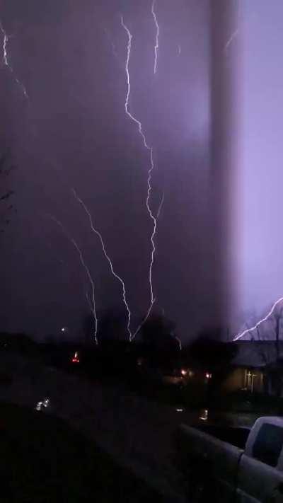 A spectacular example of ground-to-cloud lightning in Wichita, Kansas.