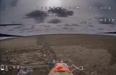 ua pov. Drone of the 53rd OMBR dives onto a Russian armored vehicle near Avdiivka