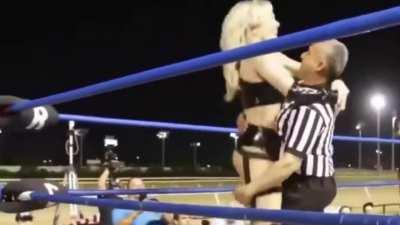 This Lucky Referee with Scarlett Bordeaux, could have been what Earl Hebner was to Madison Rayne during her TNA Knockout Title Run