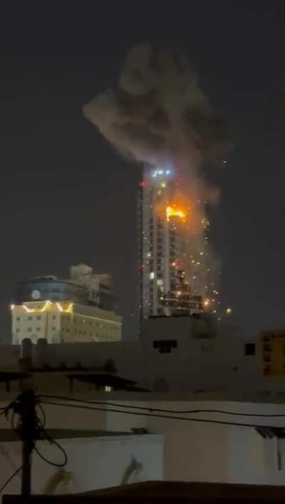 Iranian Shahed drone strikes a highrise in Bahrain