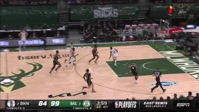 [Highlight] Giannis with huge block on defense and alley oop slam on the other end